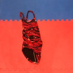 Red TYR race swim suit